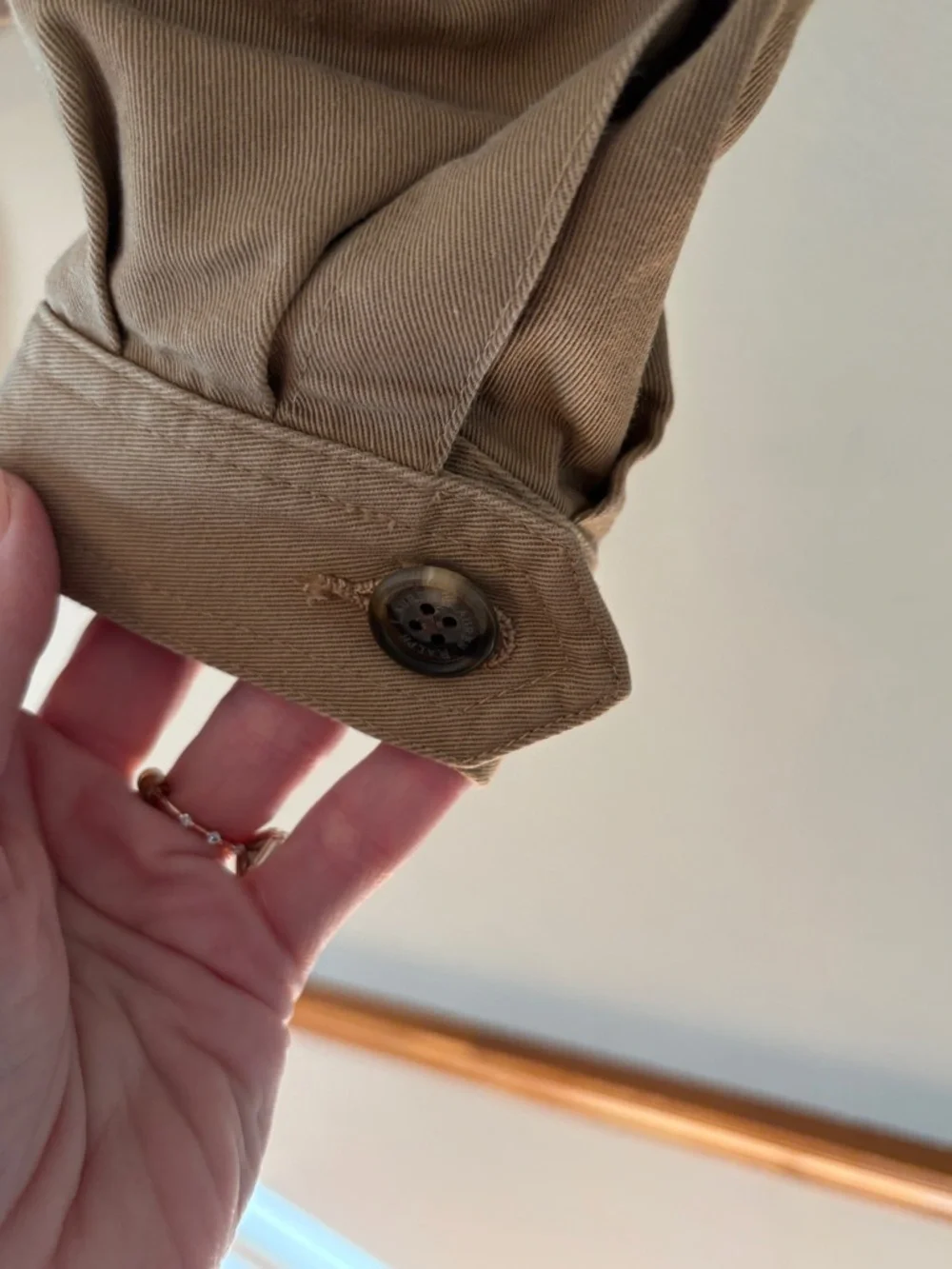 Lauren Ralph Lauren Casual Women's Tan Cotton Jacket - Classic Button-Front - Picture 5 of 10